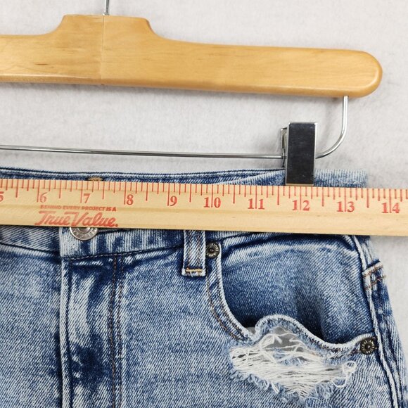 American Eagle Jeans Womens 4 Light Wash Curvy Mom Jean Distressed Stretch - Picture 4 of 13